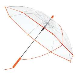 Automatik-Umh�ngeschirm PANORAMIC, transparent-orange - Werbeartikel