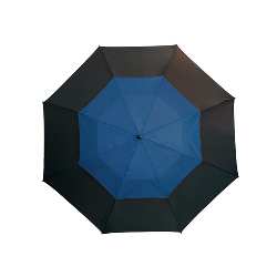 Fiberglas-Golfschirm MONSUN, schwarz-royalblau - Werbeartikel