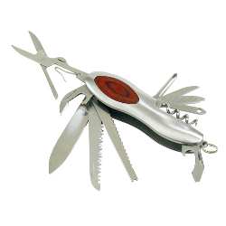 Taschenmesser WOOD, silber-braun - Werbeartikel