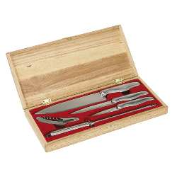 Messerset ENSEMBLE, silber-Holz - Werbeartikel