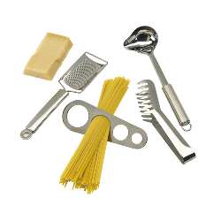 Spaghetti-Set AL DENTE, silber - Werbeartikel