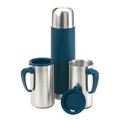 Isolierkannen-Set OUTDOOR, silber-blau - Werbeartikel