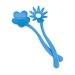 Salatbesteck FLOWER, blau - Werbeartikel