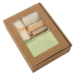 Massageset NATURAL, beige-gr�n - Werbeartikel