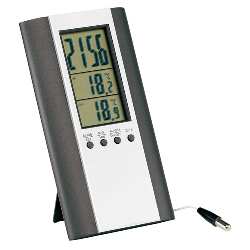 Indoor- und Outdoor-Thermometer MARS, silber-anthrazit - Werbeartikel