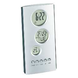 LCD-Wecker TOWER, silber-anthrazit - Werbeartikel