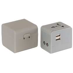Reiseadapter TRAVEL MATE, grau - Werbeartikel