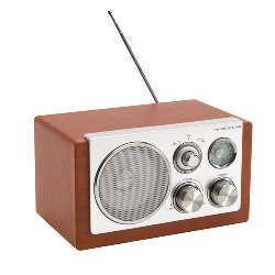 AM/ FM-Radio CLASSIC, silber-braun - Werbeartikel