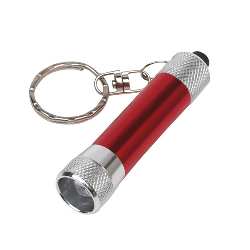 Schl�sselanh�nger FLARE, silber-rot - Werbeartikel