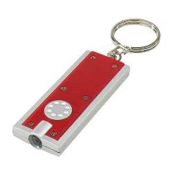 Superflacher LED-Schl�sselanh�nger LOOK, rot-silber - Werbeartikel