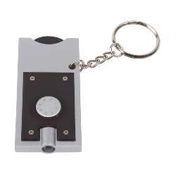 LED-Schl�sselanh�nger SHOPPING, silber-schwarz - Werbeartikel