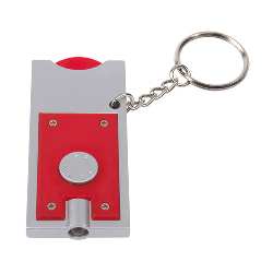 LED-Schl�sselanh�nger SHOPPING, silber-rot - Werbeartikel