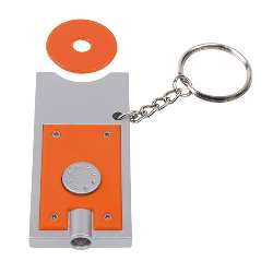 LED-Schl�sselanh�nger SHOPPING, silber-orange - Werbeartikel