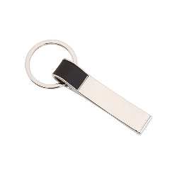 Schl�sselanh�nger HANG ON, schwarz-silber - Werbeartikel