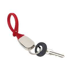 Schl�sselanh�nger SOFTIE, rot-silber - Werbeartikel