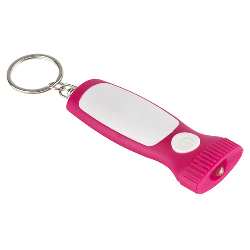 Schl�sselanh�nger MITHRAS, wei�-magenta - Werbeartikel