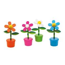 Dr�ckfiguren FLOWER POWER, wei�-pink-blau-orange - Werbeartikel