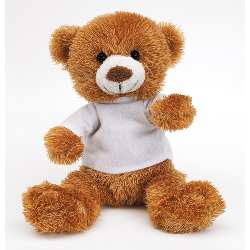 Pl�sch-Teddy ALEX, braun-wei� - Werbeartikel