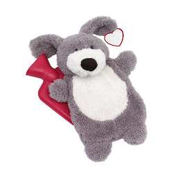 Pl�sch-W�rmflasche DOGGIE, grau - Werbeartikel