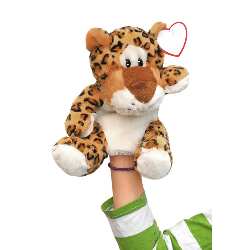 Pl�sch-Handpuppe Leopard LEEVI, beige-braun - Werbeartikel