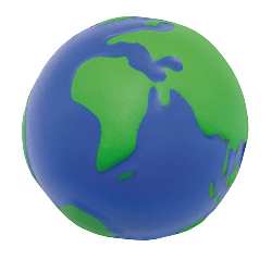 Anti-Stress-Softball GLOBUS, blau-gr�n - Werbeartikel