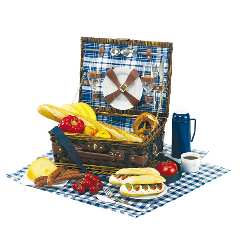 Picknickkorb CENTRAL PARK, blau-wei� - Werbeartikel