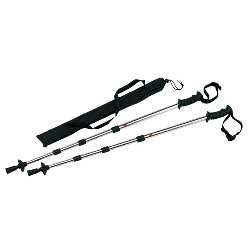 Ausziehbare Trekking-St�cke FIT AND FUN, schwarz-silber - Werbeartikel