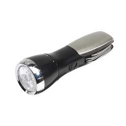 Taschenlampe ALL YOU NEED, schwarz-silber - Werbeartikel