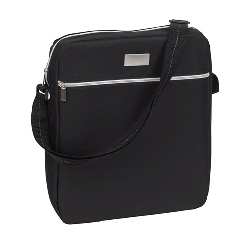 Umh�ngetasche SILVER LINE, schwarz-silber - Werbeartikel