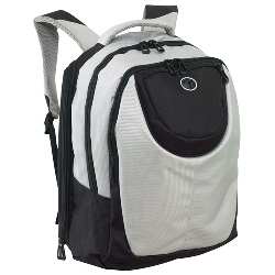 Rucksack DELUXE, silber-schwarz - Werbeartikel