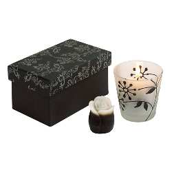 Blumenkerzen-Set LITTLE FLOWER, schwarz-transparent - Werbeartikel