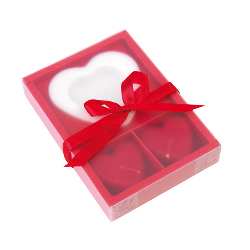 Kerzenset 2 HEARTS, rot-wei� - Werbeartikel