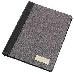 Schreibmappe LINEN, grau-schwarz - Werbeartikel