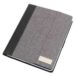 Tablet-Portfolio LINEN, grau-schwarz - Werbeartikel