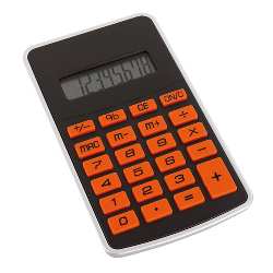 Taschenrechner TOUCHY, schwarz-orange - Werbeartikel