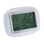 Wetterstation und Tischuhr CALOR, wei� - Werbeartikel