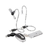 USB-Set TRAVEL GEAR, silber-schwarz - Werbeartikel