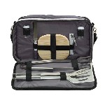 K�hltasche inkl. Grill- und Picknickutensilien COOLNESS, grau-schwarz - Werbeartikel