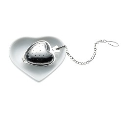 Teeset TEA & HEART, silber-wei� - Werbeartikel