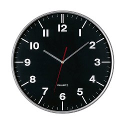 Wanduhr HEMERA, schwarz-silber - Werbeartikel