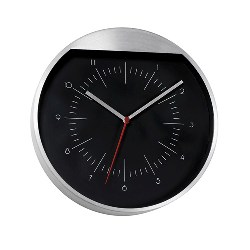 Wanduhr ROUNDABOUT, schwarz-silber - Werbeartikel