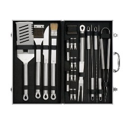 Grillset GRILLMEISTER, silber - Werbeartikel