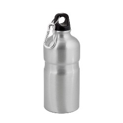 Trinkflasche BOTTICELLO, silber-schwarz - Werbeartikel
