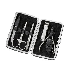 Manik�re-Set NYK�PING, schwarz-silber - Werbeartikel