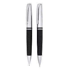 Schreibset EDITOR, schwarz-silber - Werbeartikel