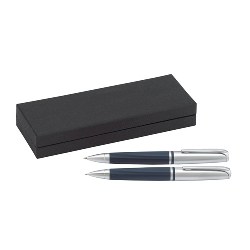 Schreibset EDITOR, blau-silber - Werbeartikel