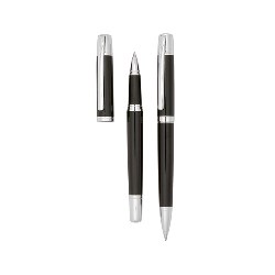 Schreibset STERLING, schwarz-silber - Werbeartikel