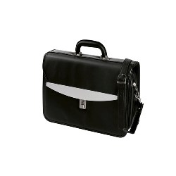 Dokumententasche SILVER-LINE BAG, schwarz-silber - Werbeartikel