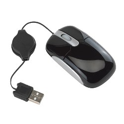 Mini-USB-Maus INPUT, schwarz-silber - Werbeartikel