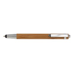 Kugelschreiber BAMBOO TOUCH, braun-silber - Werbeartikel